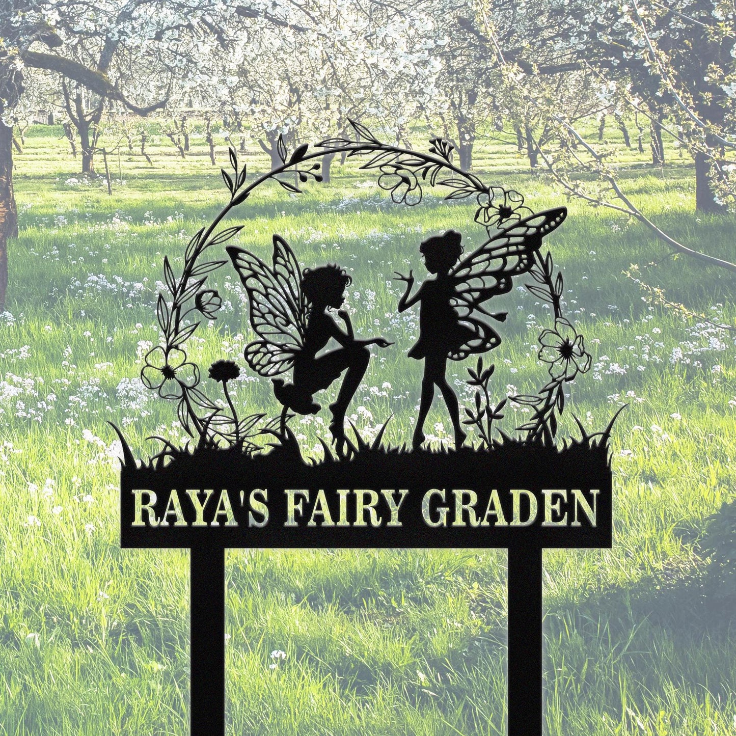 Personalized Fairy Garden Stake, Custom Fairy Metal Garden Sign,Metal Fairy Garden Art,Outdoor Garden Yard Decor,Gardener Gift,Lawn Signs