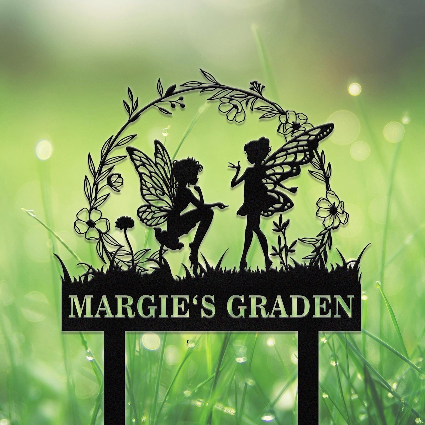 Personalized Fairy Garden Stake, Custom Fairy Metal Garden Sign,Metal Fairy Garden Art,Outdoor Garden Yard Decor,Gardener Gift,Lawn Signs