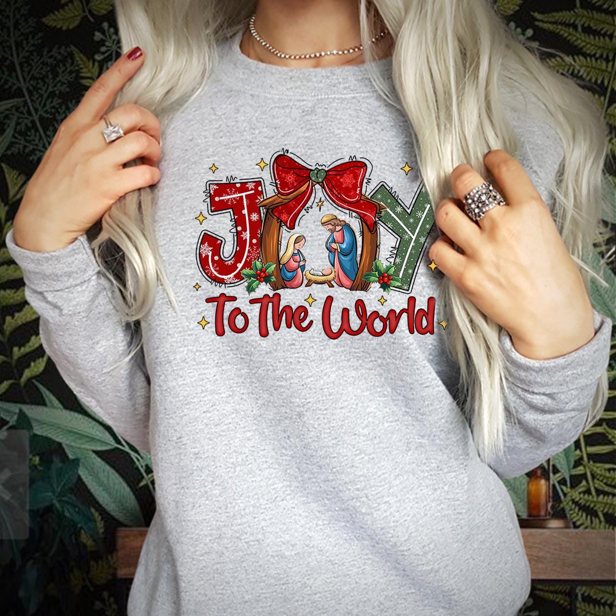 SWEATSHIRT (5383) Merry Christmas Christian Joy To The World Jesus Bible Verse Nativity Oh Holy Nigh Vibes Holiday Season Gift Xmas Jumper