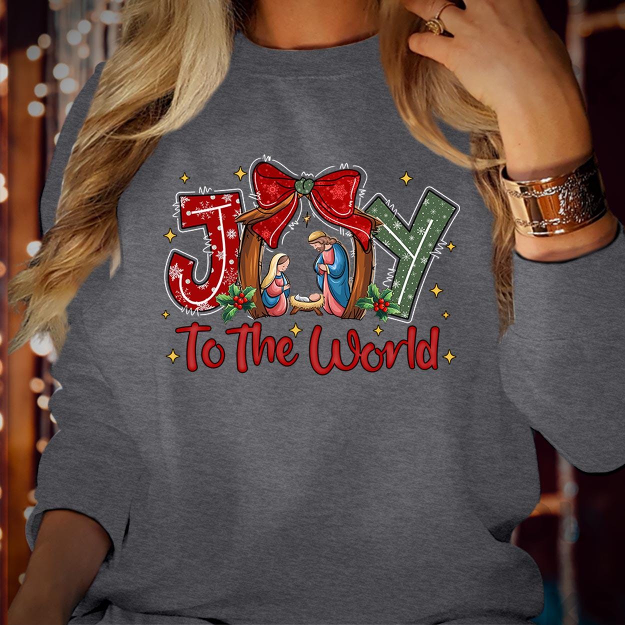 SWEATSHIRT (5383) Merry Christmas Christian Joy To The World Jesus Bible Verse Nativity Oh Holy Nigh Vibes Holiday Season Gift Xmas Jumper