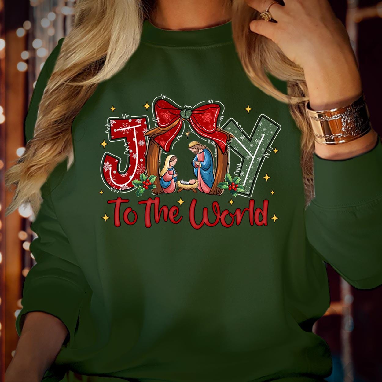 SWEATSHIRT (5383) Merry Christmas Christian Joy To The World Jesus Bible Verse Nativity Oh Holy Nigh Vibes Holiday Season Gift Xmas Jumper