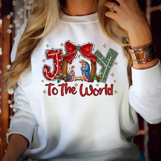 SWEATSHIRT (5383) Merry Christmas Christian Joy To The World Jesus Bible Verse Nativity Oh Holy Nigh Vibes Holiday Season Gift Xmas Jumper