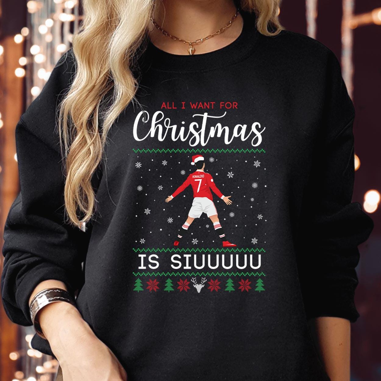 SWEATSHIRT (5234) Merry Christmas All I Want for Christmas is Siuu Football Lover Kids Adults Siu Ronaldo Fan Festive Xmas Gift Jumper