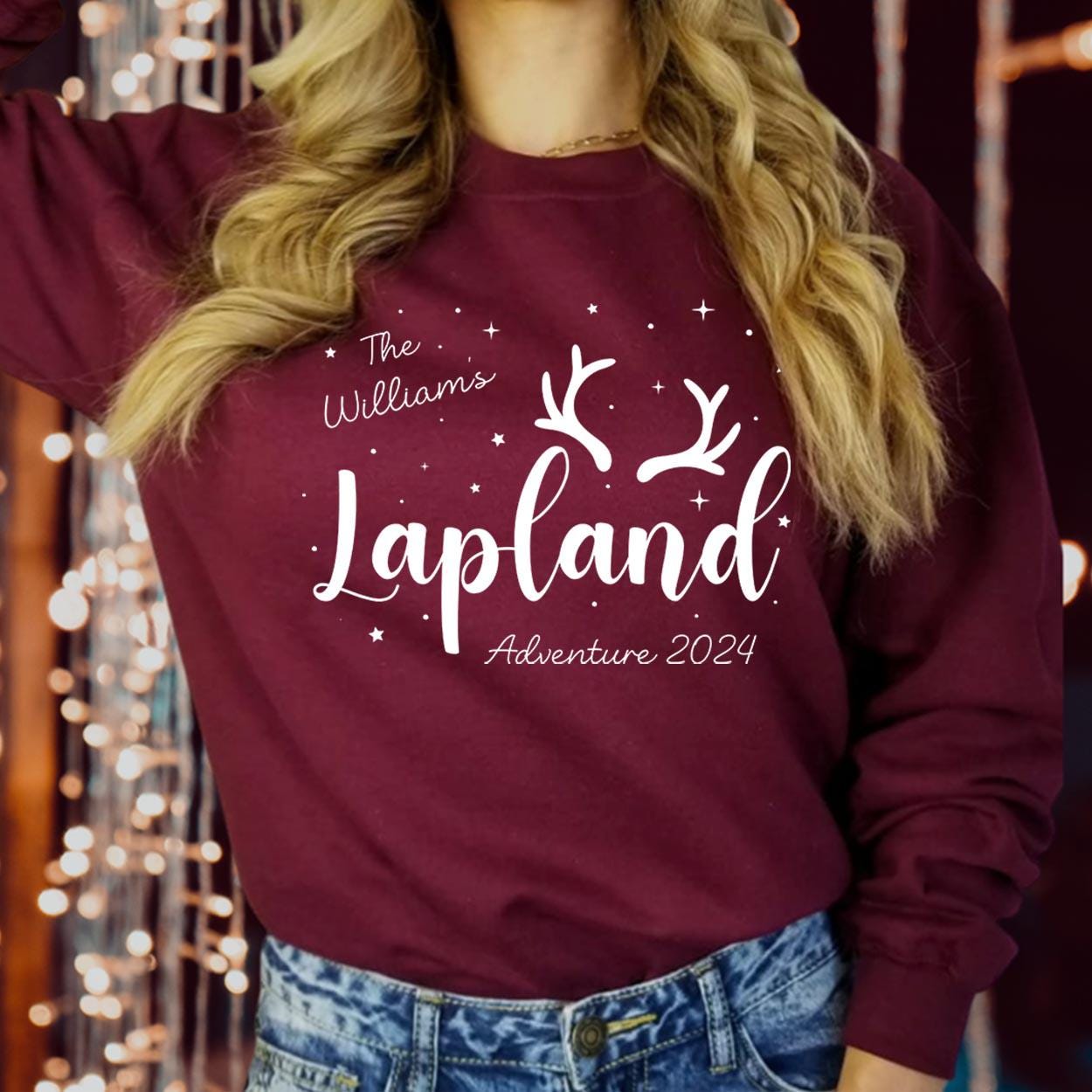 SWEATSHIRT (LP1) Personalised Lapland Family Matching Christmas Holiday Sweatshirts - Custom The North Pole Santa Claus Xmas Gift Jumpers