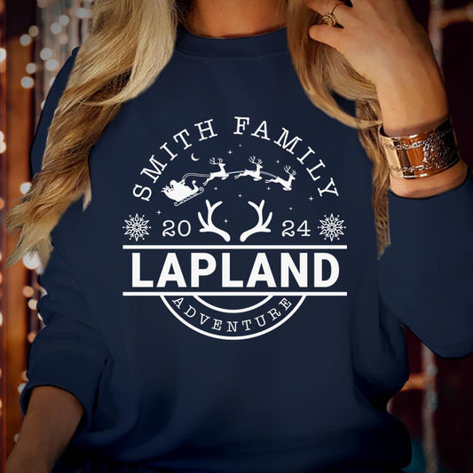 SWEATSHIRT (LP4) Personalised Lapland Family Matching Christmas Holiday Sweatshirts - Custom The North Pole Santa Claus Xmas Gift Jumper