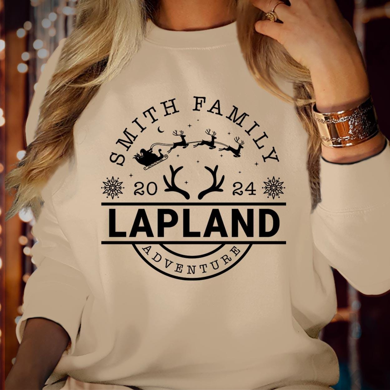 SWEATSHIRT (LP4) Personalised Lapland Family Matching Christmas Holiday Sweatshirts - Custom The North Pole Santa Claus Xmas Gift Jumper