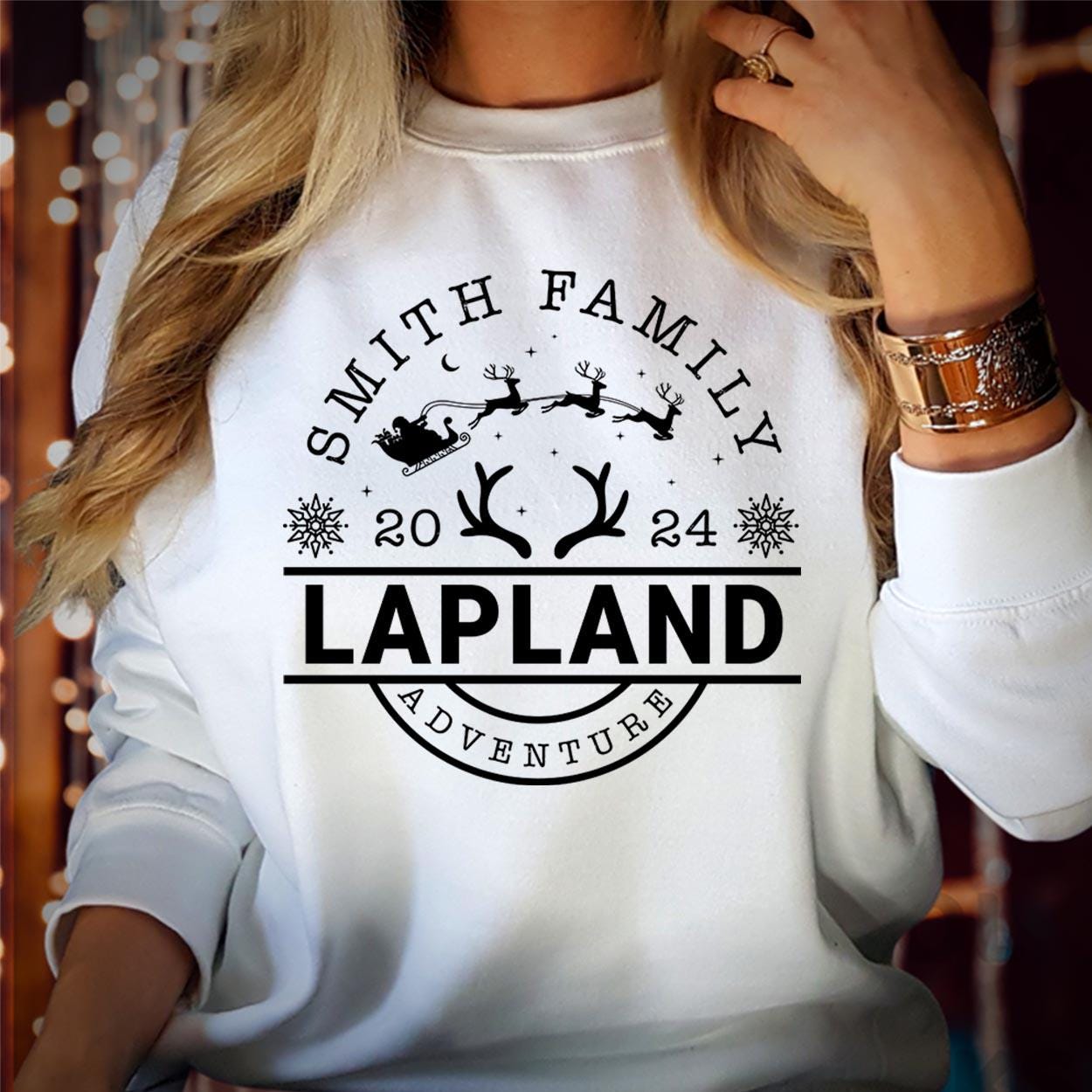 SWEATSHIRT (LP4) Personalised Lapland Family Matching Christmas Holiday Sweatshirts - Custom The North Pole Santa Claus Xmas Gift Jumper