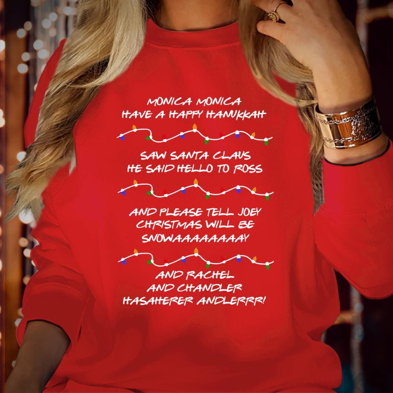 SWEATSHIRT (5378) Monica Have A Happy Hanukkah Christmas Sweater Retro Christmas Phoebe's Song Funny Friends Festive Season Xmas Gift Jumper