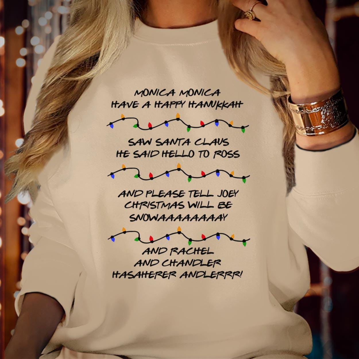 SWEATSHIRT (5378) Monica Have A Happy Hanukkah Christmas Sweater Retro Christmas Phoebe's Song Funny Friends Festive Season Xmas Gift Jumper