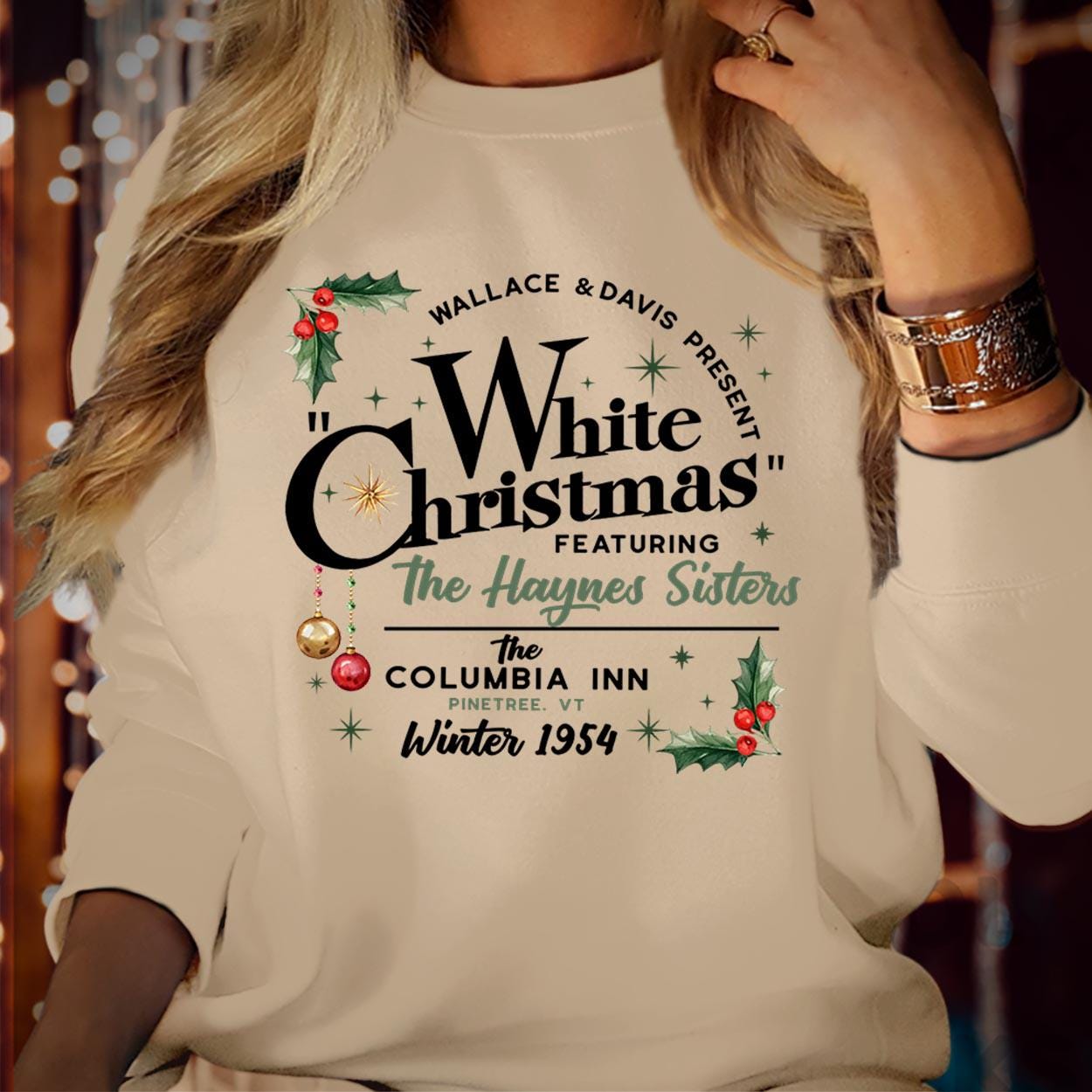 SWEATSHIRT (5381) Merry White Christmas Wallace and Davis Sisters Crewneck, Christmas Movie Family Holiday Season Xmas Gift Jumper