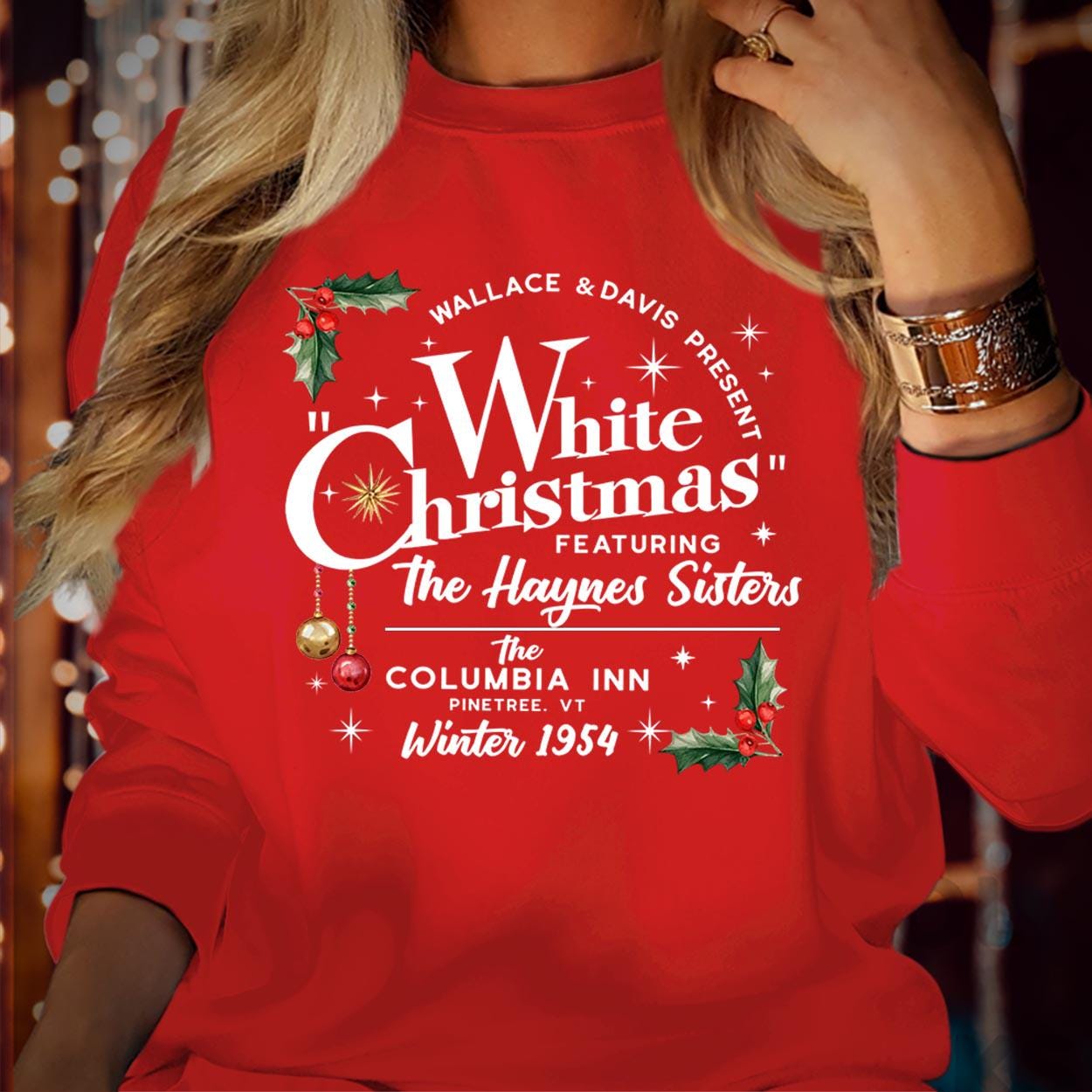 SWEATSHIRT (5381) Merry White Christmas Wallace and Davis Sisters Crewneck, Christmas Movie Family Holiday Season Xmas Gift Jumper