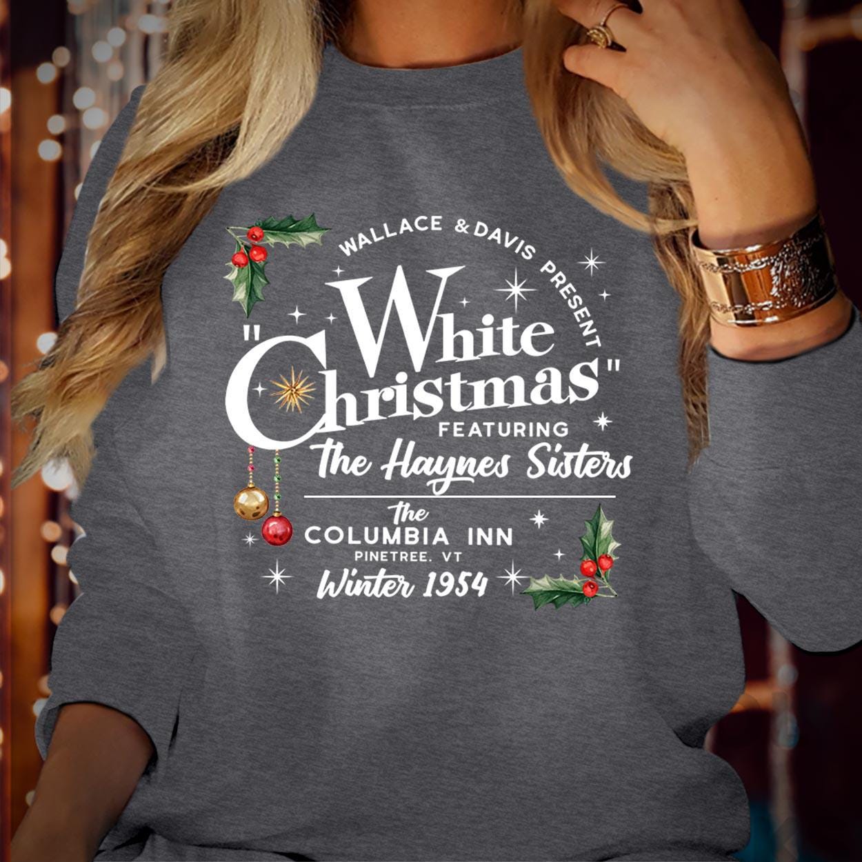 SWEATSHIRT (5381) Merry White Christmas Wallace and Davis Sisters Crewneck, Christmas Movie Family Holiday Season Xmas Gift Jumper