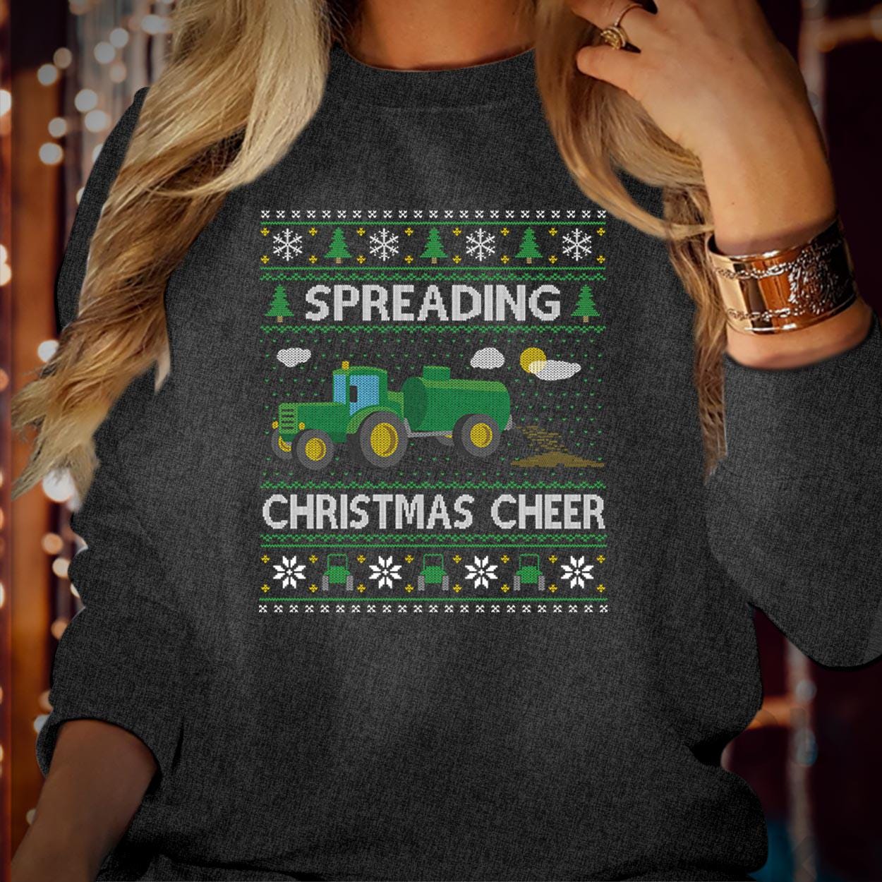 SWEATSHIRT (5230) Spreading Christmas Cheer farming tractor farmer Green Tractor Dad Xmas Gift Christmas Jumper