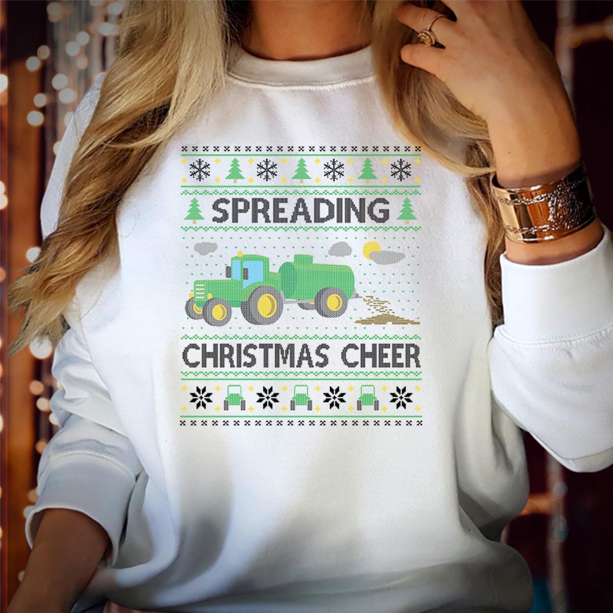 SWEATSHIRT (5230) Spreading Christmas Cheer farming tractor farmer Green Tractor Dad Xmas Gift Christmas Jumper