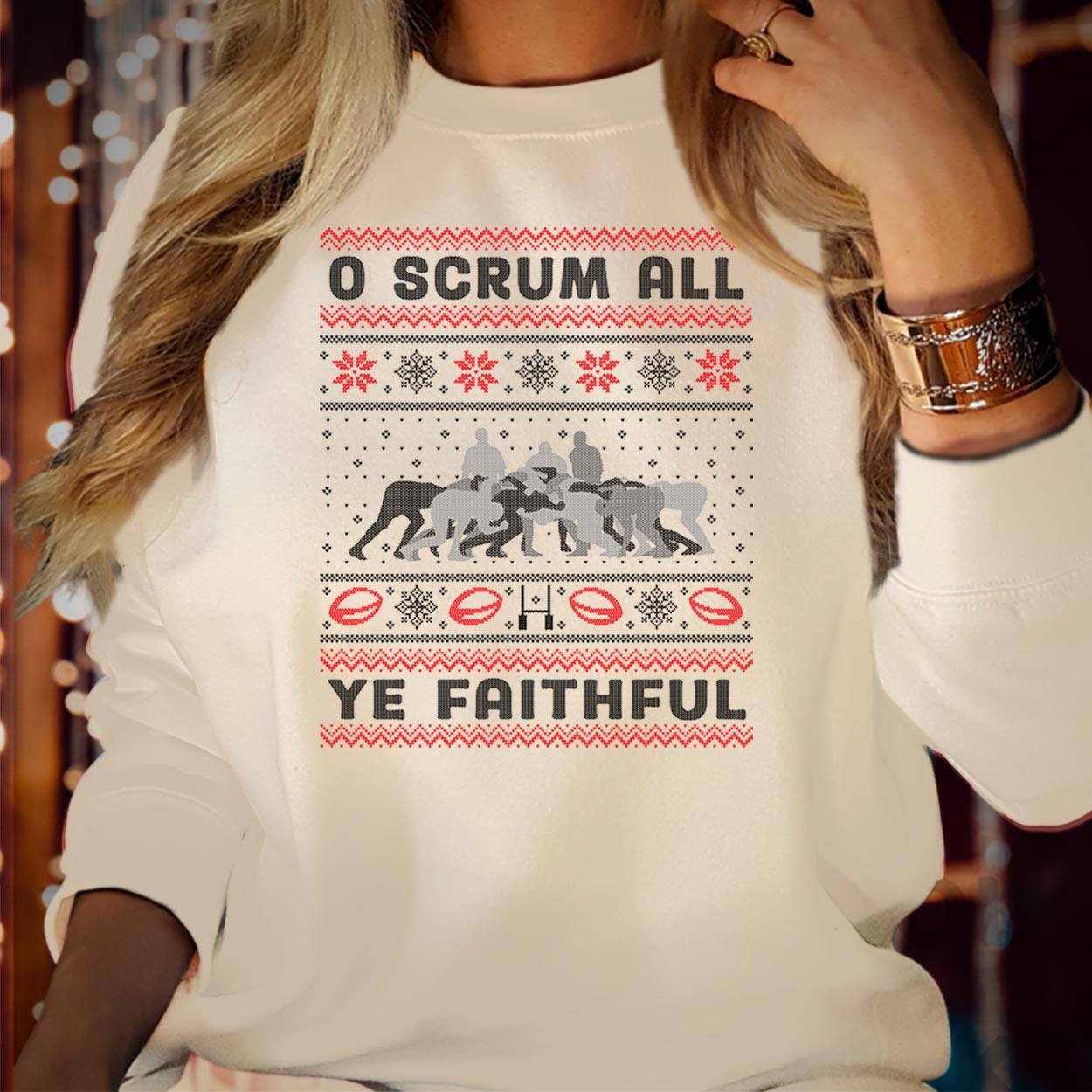 SWEATSHIRT (5233) O Scrum All Ye Faithful Christmas Crewneck Sweatshirt Kids Adults Men's Xmas Funny Rugby Wales England Christmas Jumper