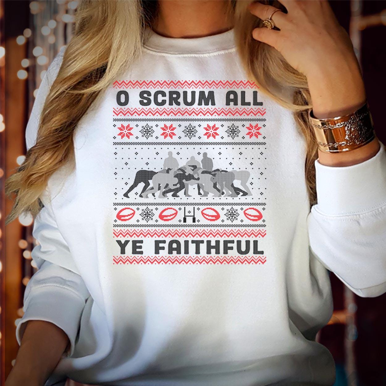 SWEATSHIRT (5233) O Scrum All Ye Faithful Christmas Crewneck Sweatshirt Kids Adults Men's Xmas Funny Rugby Wales England Christmas Jumper