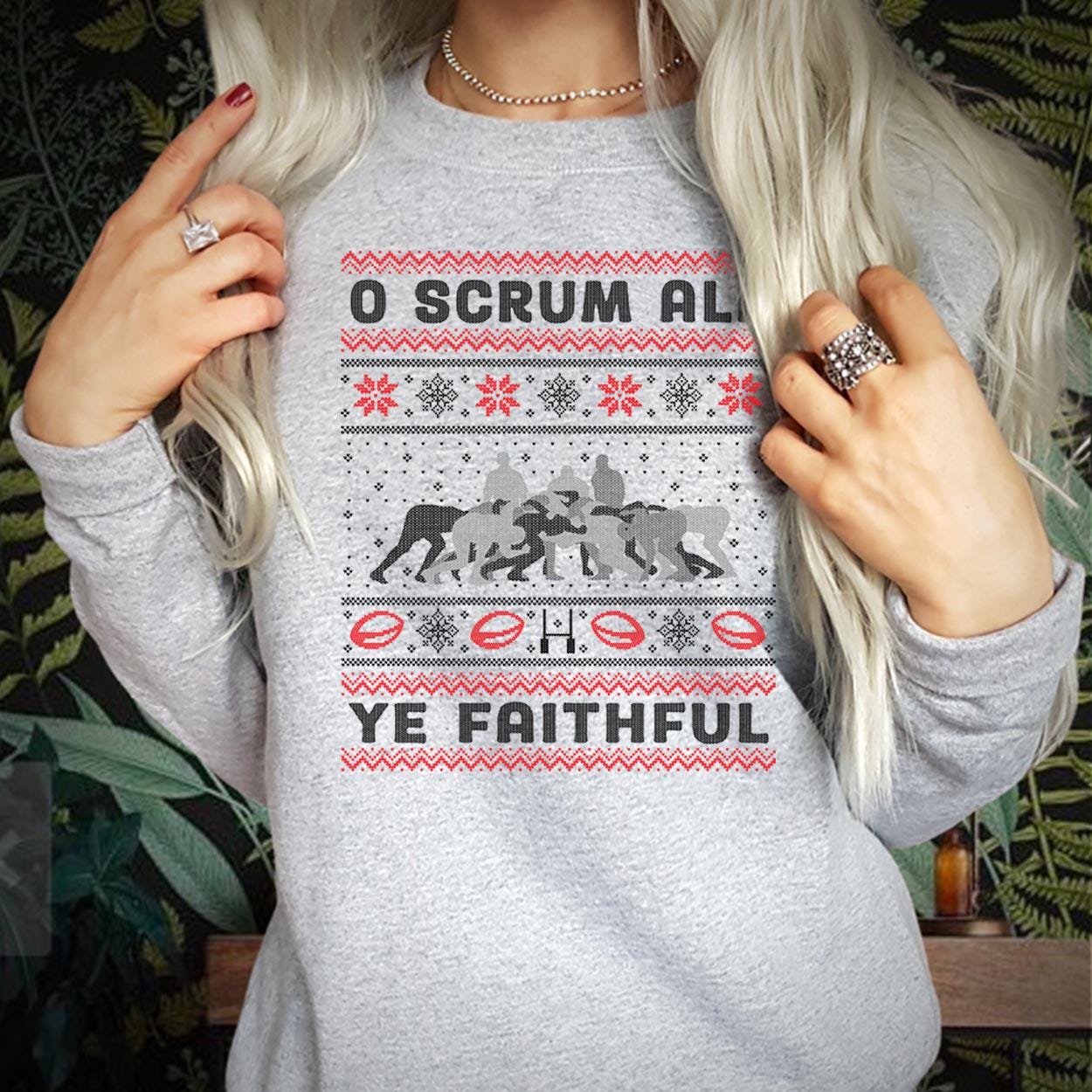 SWEATSHIRT (5233) O Scrum All Ye Faithful Christmas Sweatshirt Kids Adults Men's Xmas Funny Rugby Wales England  Christmas Jumper