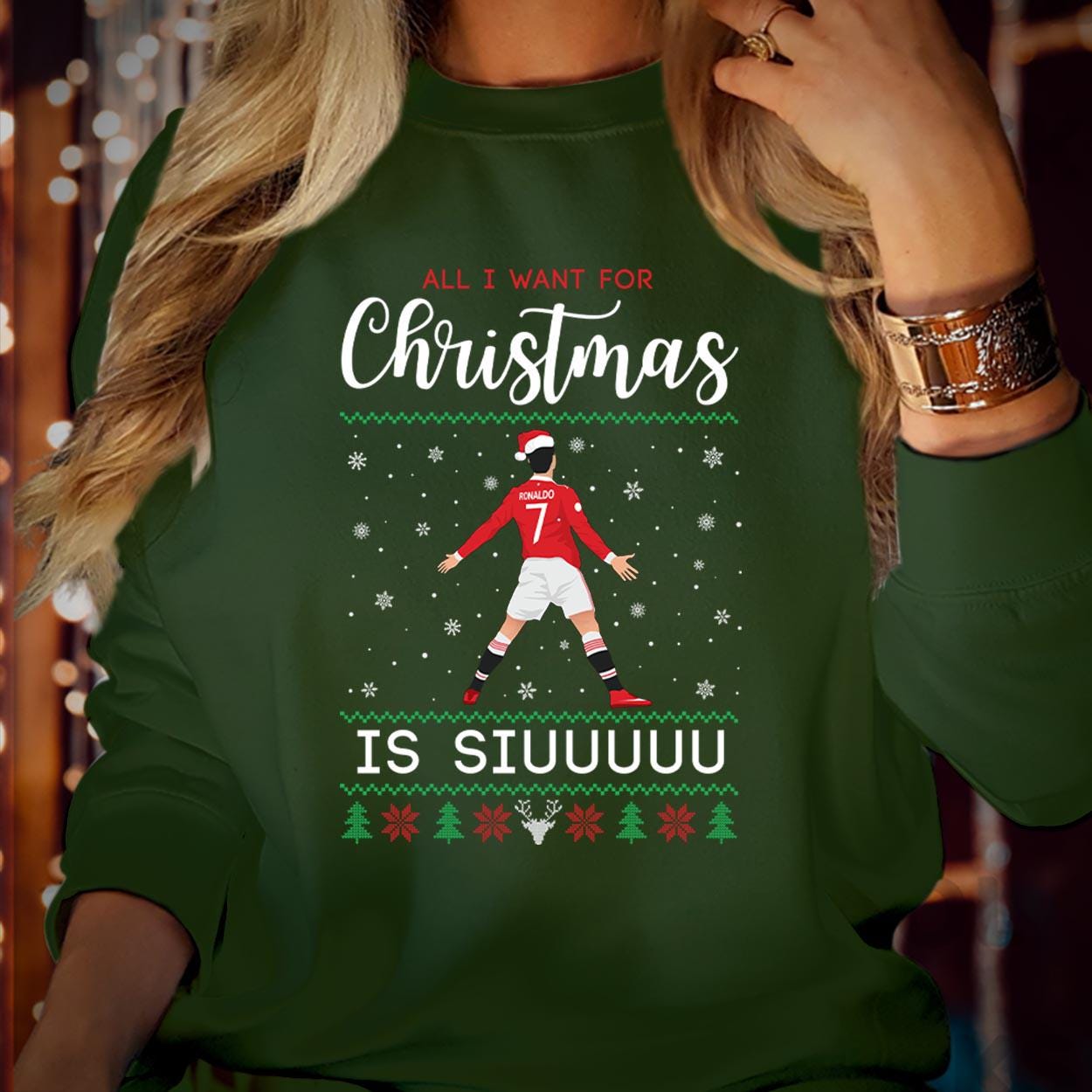 SWEATSHIRT (5234) Merry Christmas All I Want for Christmas is Siuu Football Lover Kids Adults Siu Ronaldo Fan Festive Xmas Gift Jumper