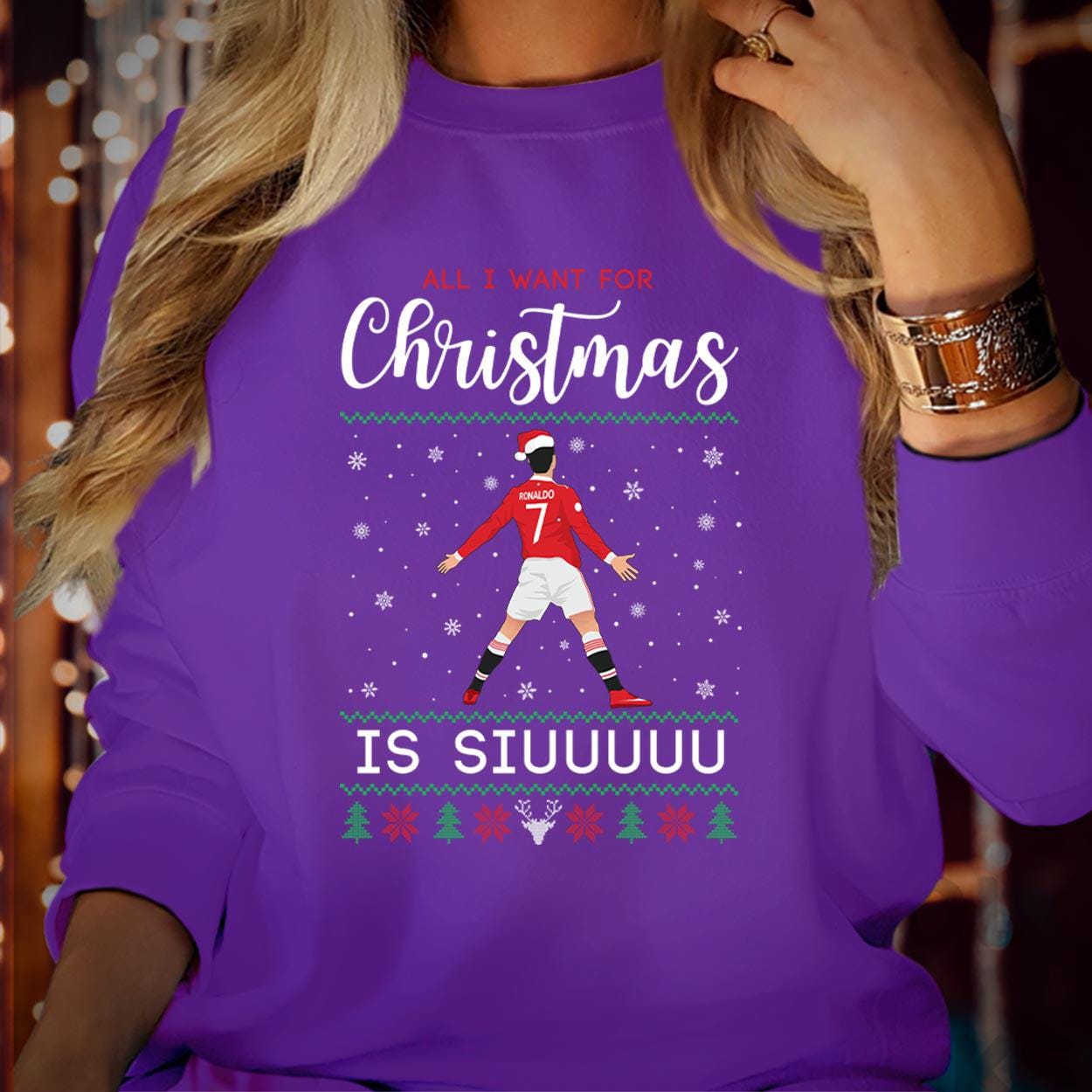 SWEATSHIRT (5234) Merry Christmas All I Want for Christmas is Siuu Football Lover Kids Adults Siu Ronaldo Fan Festive Xmas Gift Jumper