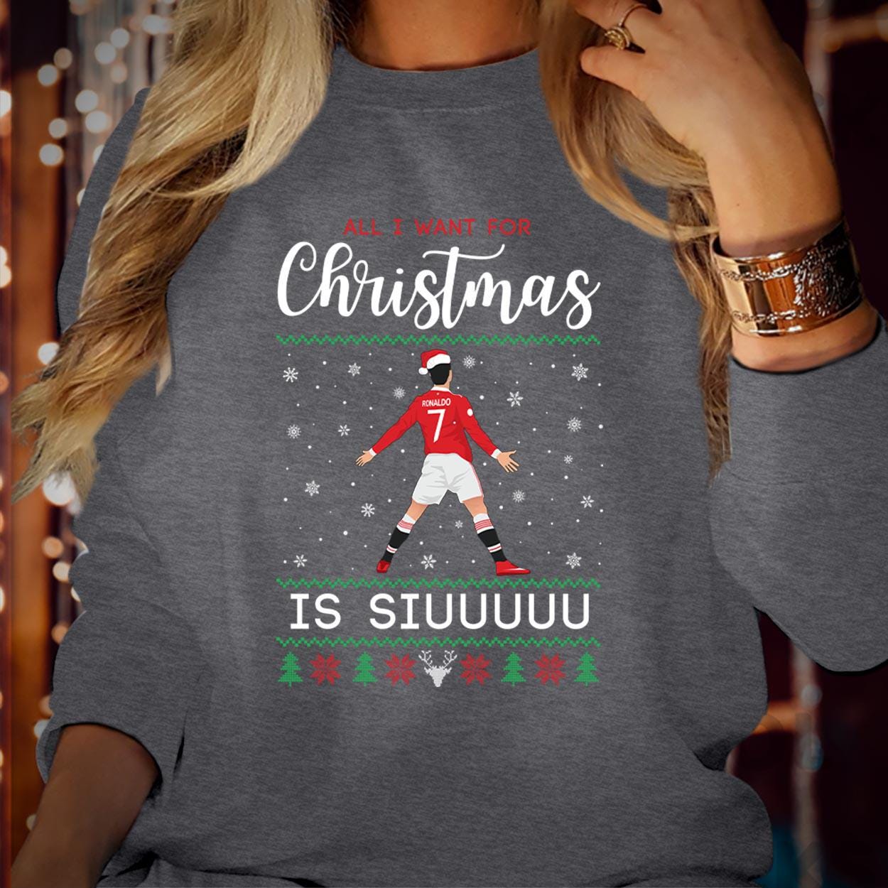 SWEATSHIRT (5234) Merry Christmas All I Want for Christmas is Siuu Football Lover Kids Adults Siu Ronaldo Fan Festive Xmas Gift Jumper