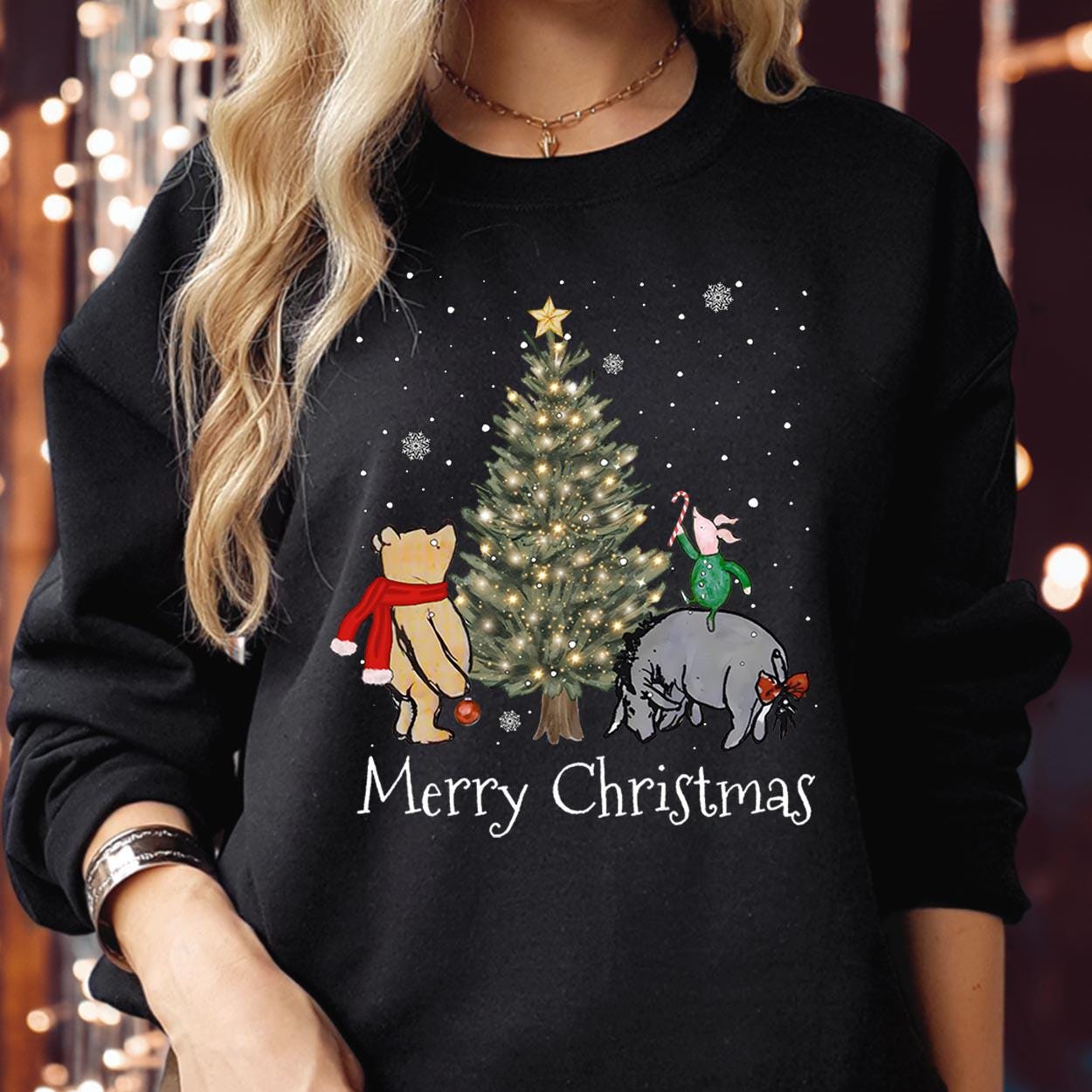 SWEATSHIRT (5140) Merry Christmas Bear Wonderland Sweatshirt The Most Wonderful Time Of The Year Pooh Family Holiday Season Gift Xmas Jumper