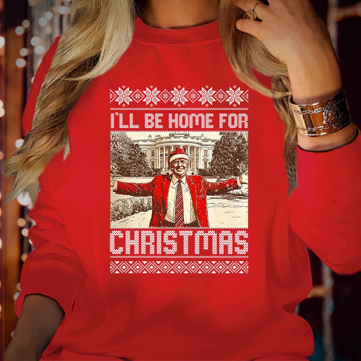 SWEATSHIRT (DTC-9 ) Merry Christmas Donald Trump Christmas 2024  Sweater Maga I Will be Home for Christmas Festive Vibes Funny Jumper