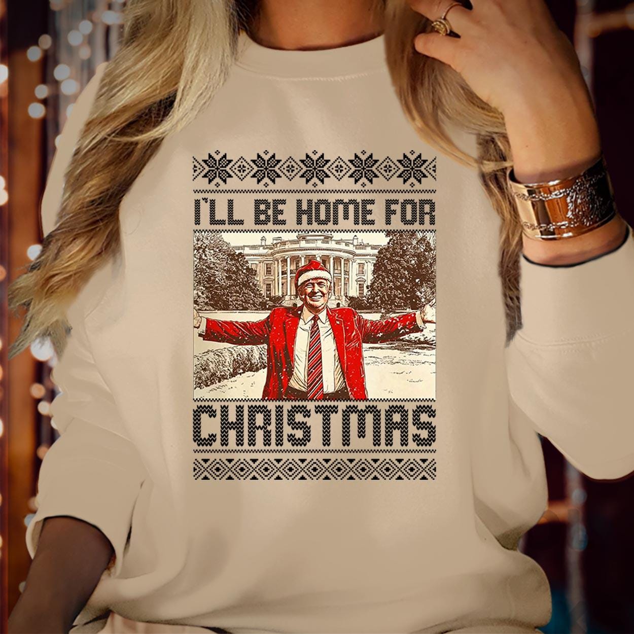 SWEATSHIRT (DTC-9 ) Merry Christmas Donald Trump Christmas 2024  Sweater Maga I Will be Home for Christmas Festive Vibes Funny Jumper