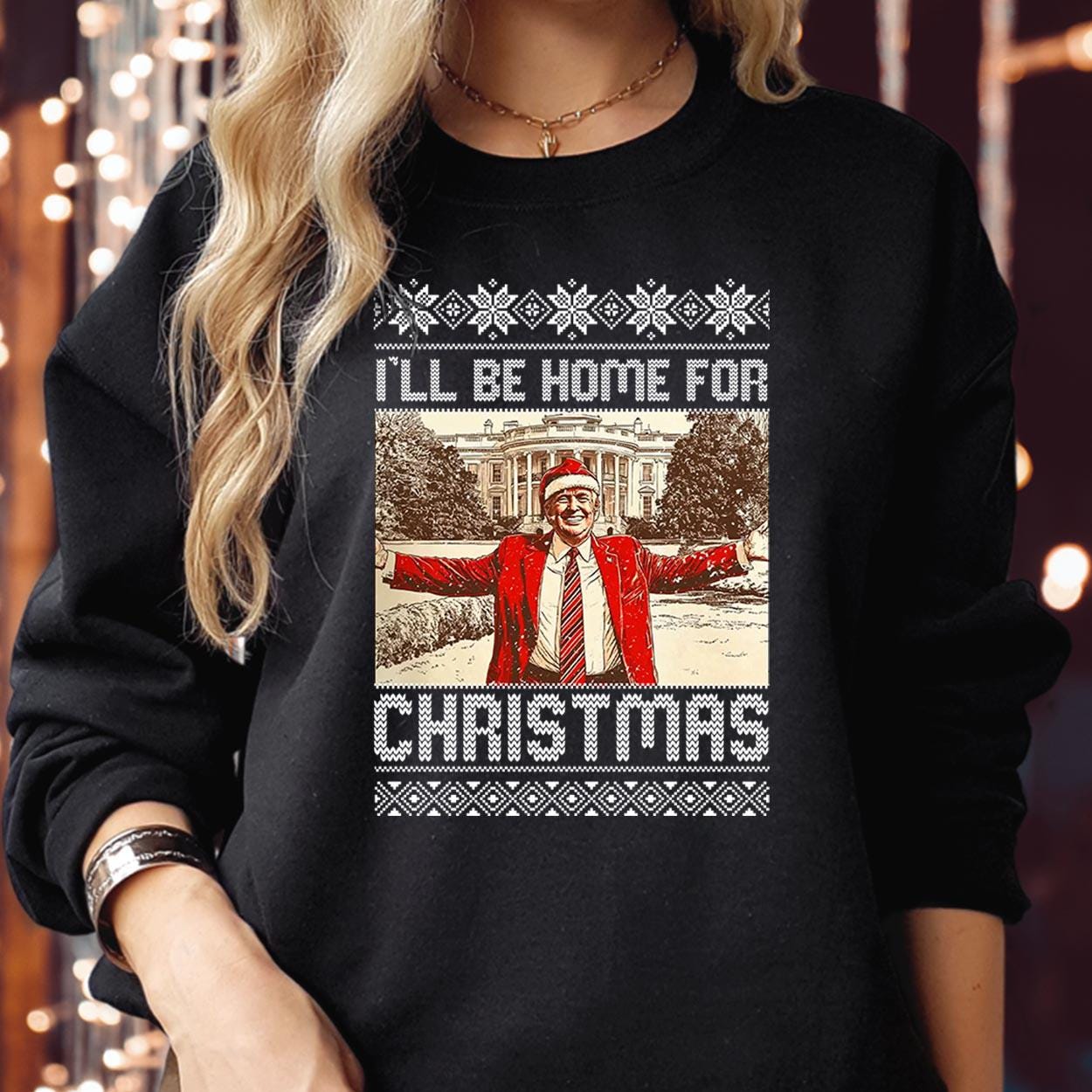 SWEATSHIRT (DTC-9 ) Merry Christmas Donald Trump Christmas 2024  Sweater Maga I Will be Home for Christmas Festive Vibes Funny Jumper