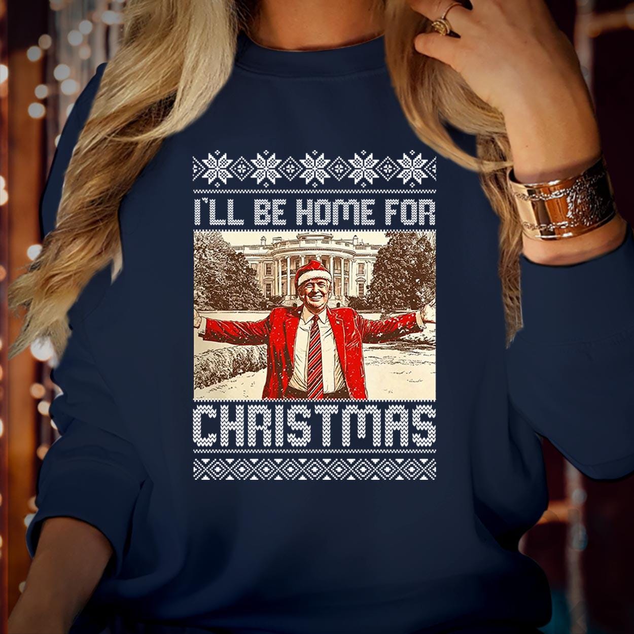 SWEATSHIRT (DTC-9 ) Merry Christmas Donald Trump Christmas 2024  Sweater Maga I Will be Home for Christmas Festive Vibes Funny Jumper