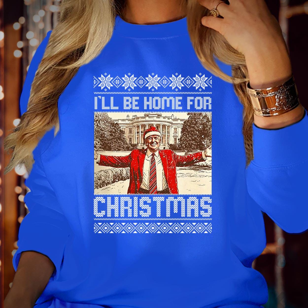 SWEATSHIRT (DTC-9 ) Merry Christmas Donald Trump Christmas 2024  Sweater Maga I Will be Home for Christmas Festive Vibes Funny Jumper