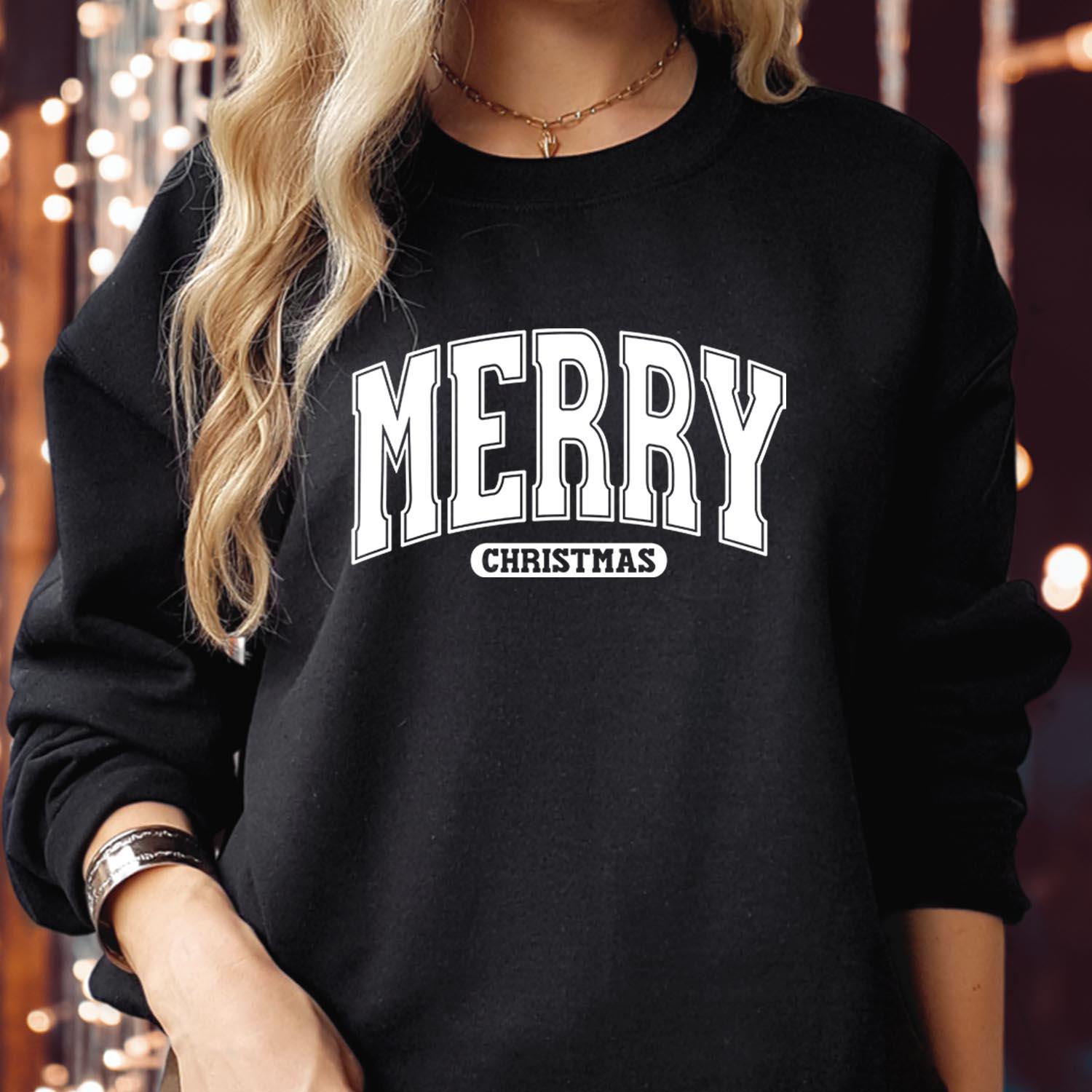 SWEATSHIRT (5283) MERRY CHRISTMAS Retro Santa Claus Christmas Outfit Women Christmas Jumper