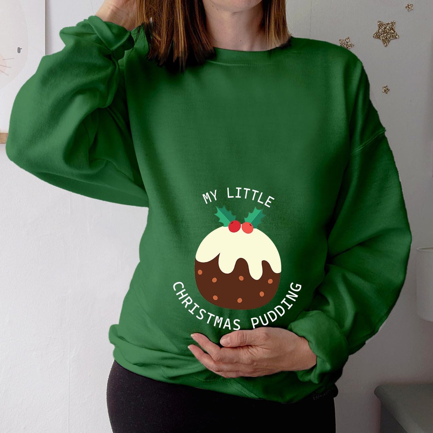 SWEATSHIRT (5320) My Little CHRISTMAS PUDDING Christmas Maternity Pregnancy Mum to be Announcement Christmas Jumper for her