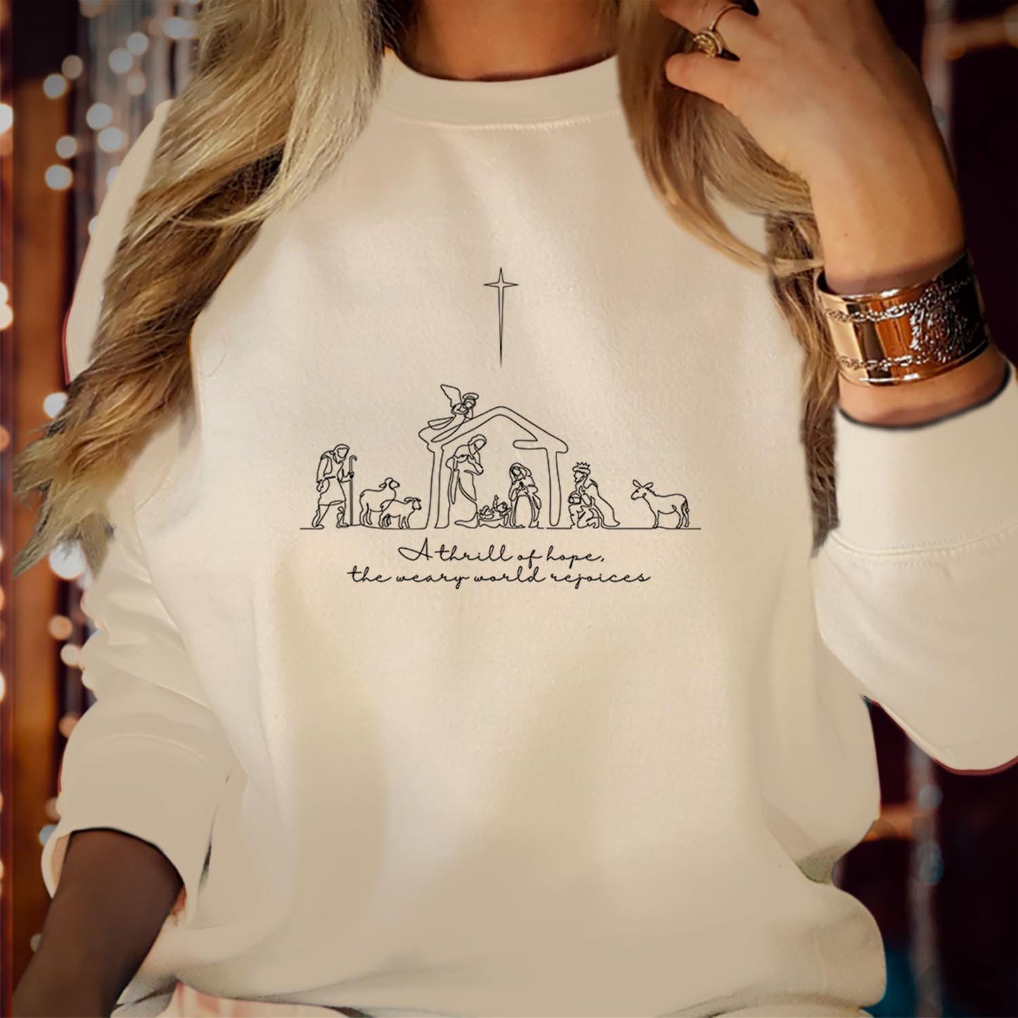 SWEATSHIRT (5385) A Thrill of Hope Nativity Advent Christian Christmas Christmas Jesus Christmas Jumper