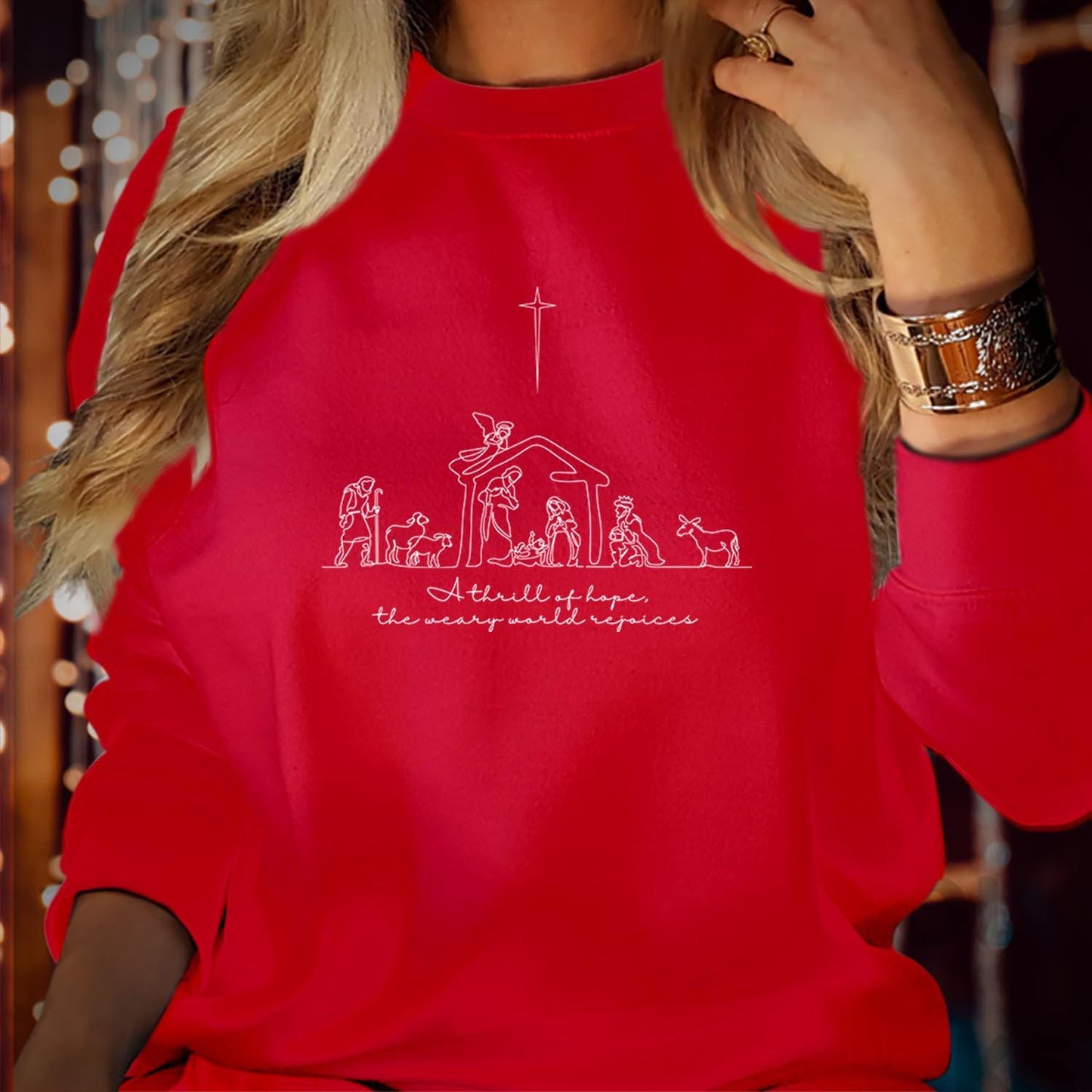 SWEATSHIRT (5385) A Thrill of Hope Nativity Advent Christian Christmas Christmas Jesus Christmas Jumper