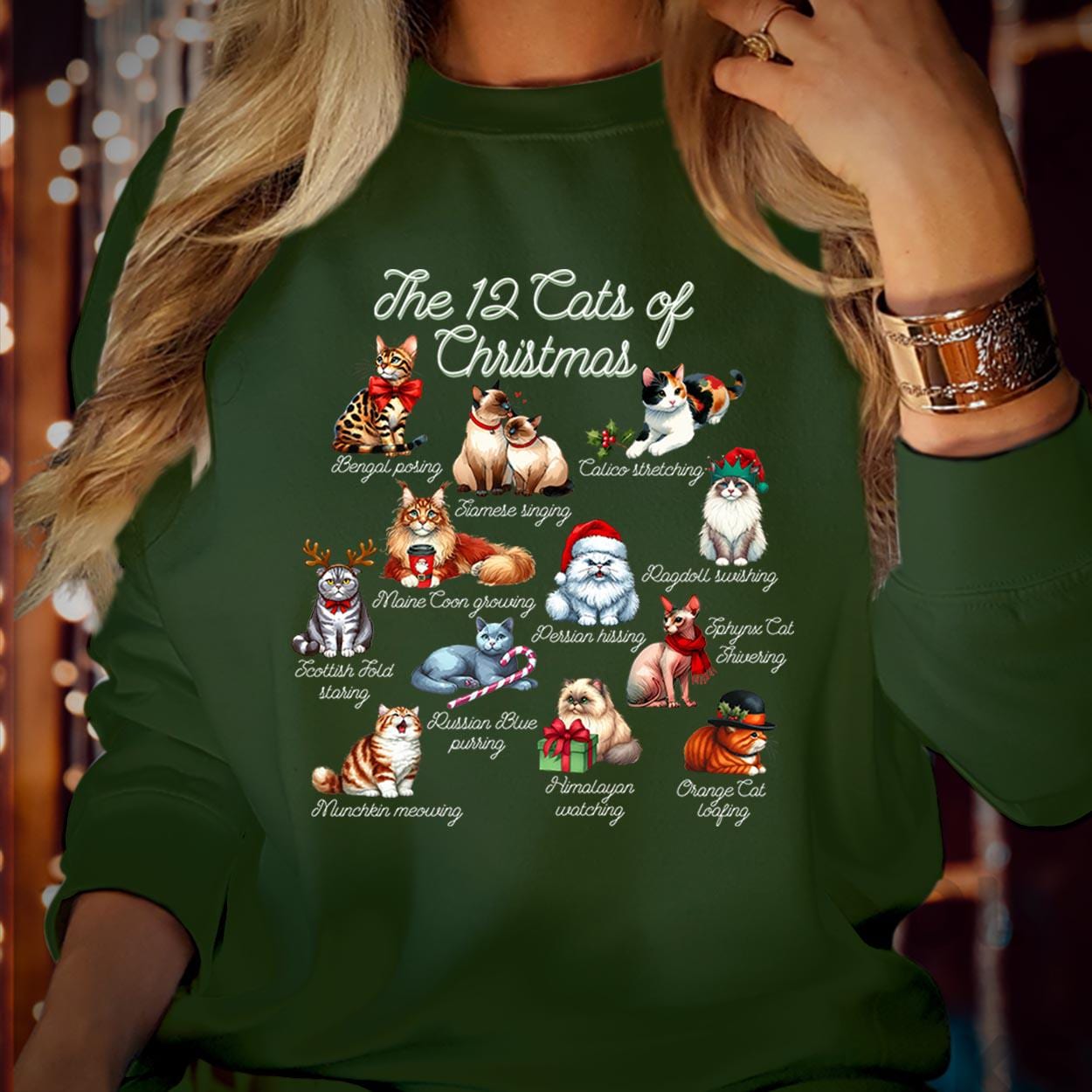 SWEATSHIRT (5153) Christmas Cat 12 Cats of Christmas, Meowy Christmas Merry Catmas Cat Lover Gift, Cozy Holiday Christmas Jumper