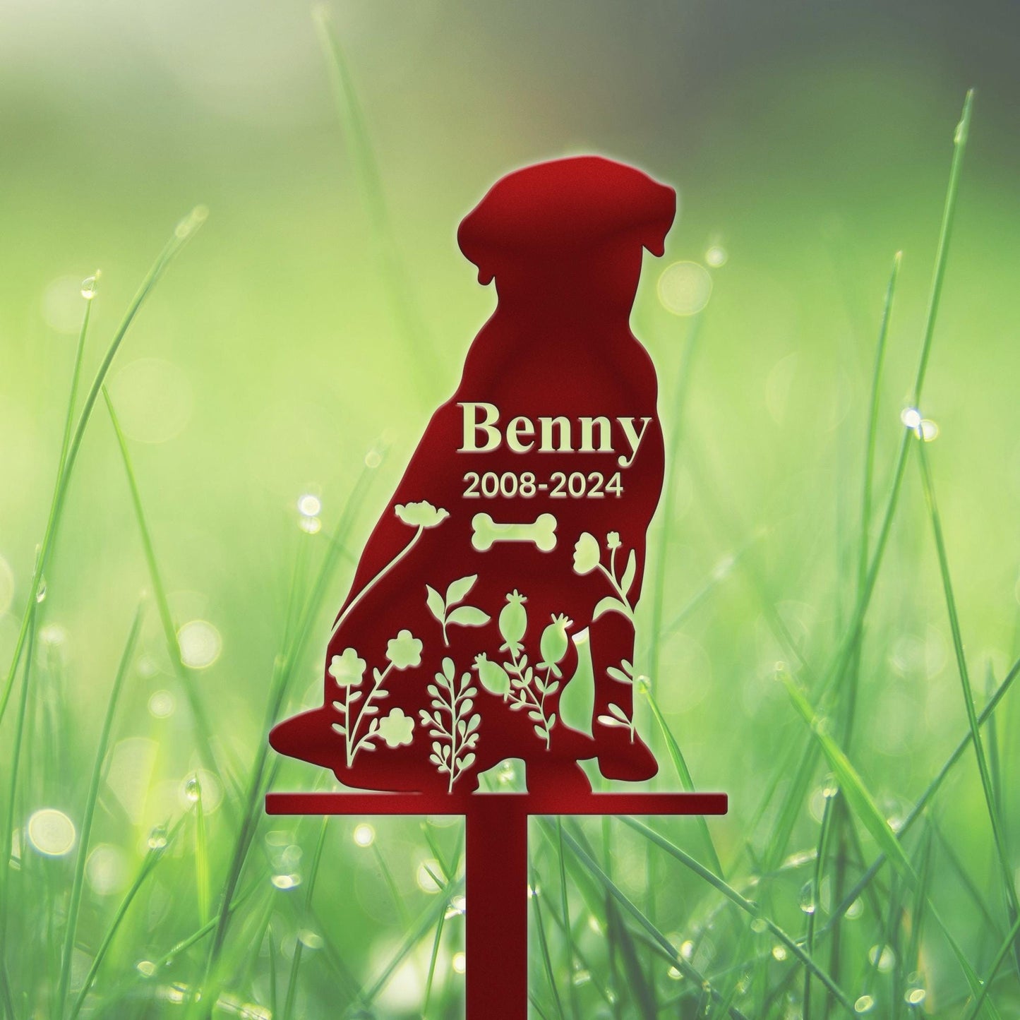 Custom Dog Memorial Stake, Dog Grave Marker, Personalized Dog Garden Sign, Gift for Pet Lover, Pet Loss Gift, Garden Decor Metal, Dog Sign