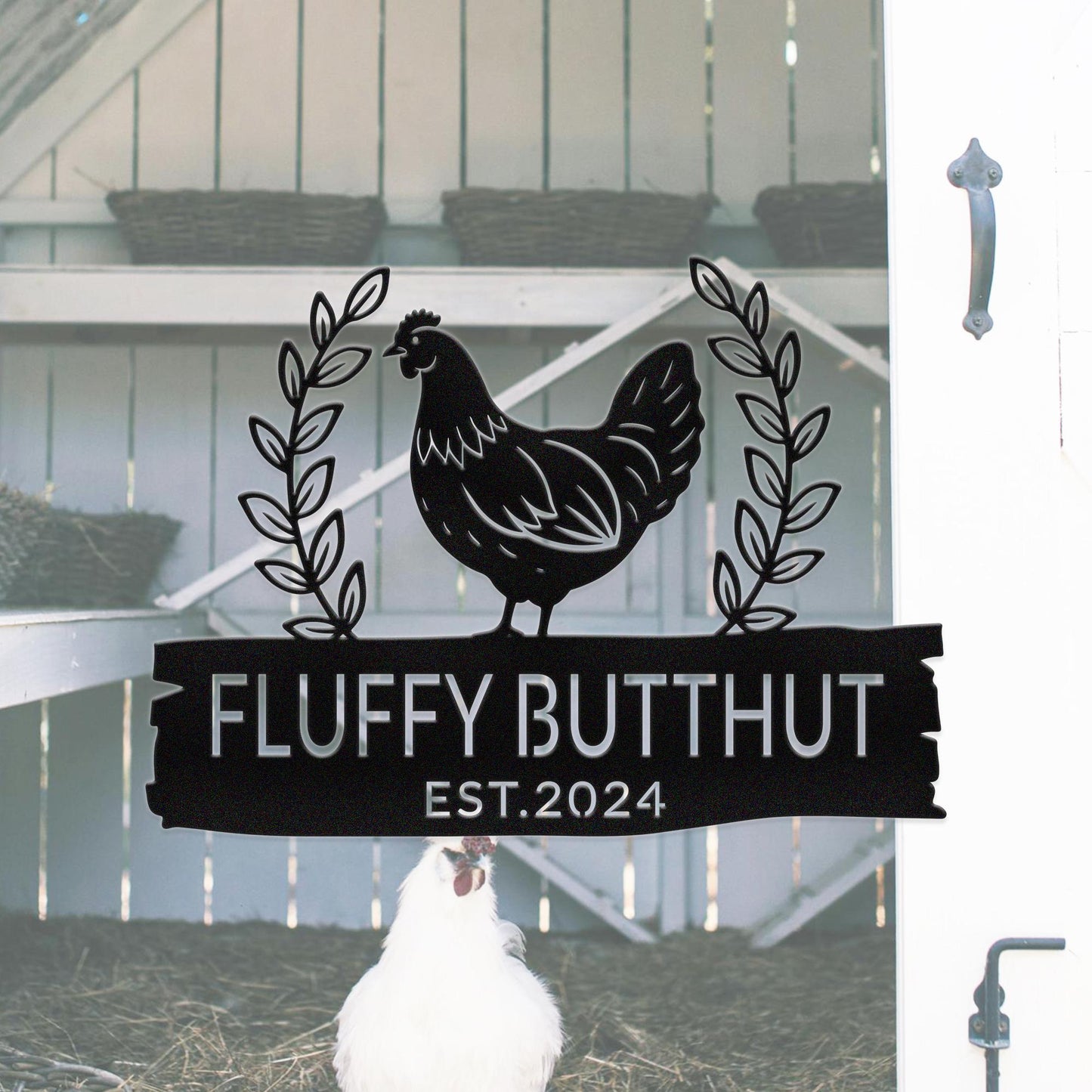 Personalized Chicken Coop Name Sign,Custom Chicken Metal Sign,Chicken Coop Wall Art,Farm house Decor,Hen house Sign,Farm Decor,Barn Decor