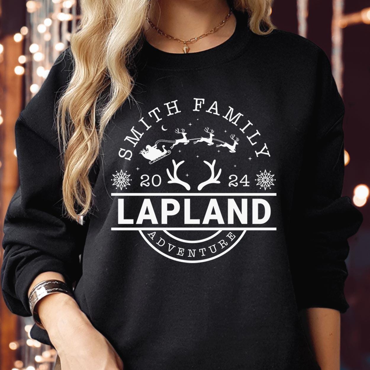 SWEATSHIRT (LP4) Personalised Lapland Family Matching Christmas Holiday Sweatshirts - Custom The North Pole Santa Claus Xmas Gift Jumper