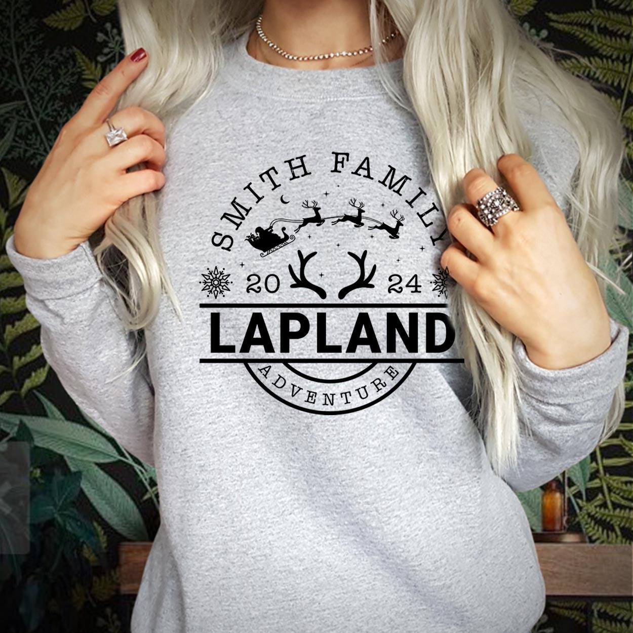 SWEATSHIRT (LP4) Personalised Lapland Family Matching Christmas Holiday Sweatshirts - Custom The North Pole Santa Claus Xmas Gift Jumper