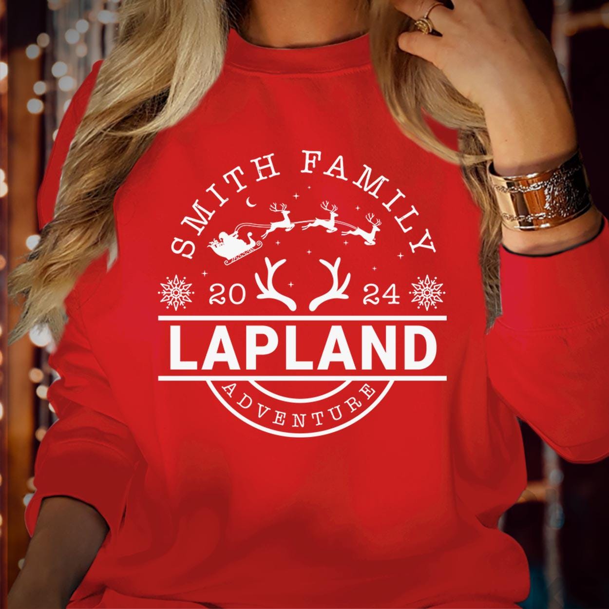 SWEATSHIRT (LP4) Personalised Lapland Family Matching Christmas Holiday Sweatshirts - Custom The North Pole Santa Claus Xmas Gift Jumper