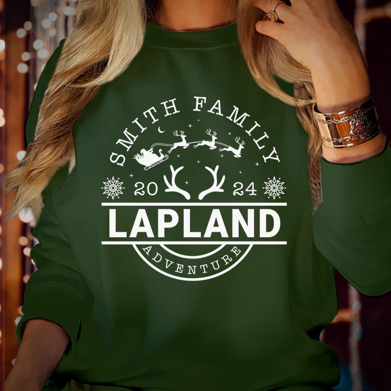 SWEATSHIRT (LP4) Personalised Lapland Family Matching Christmas Holiday Sweatshirts - Custom The North Pole Santa Claus Xmas Gift Jumper