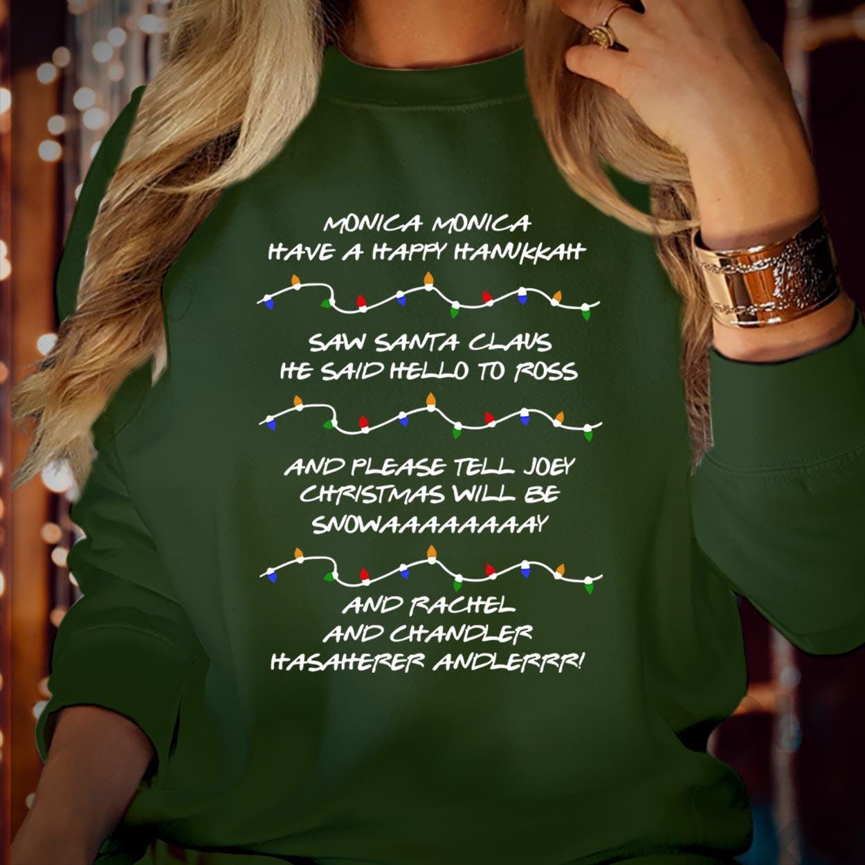 SWEATSHIRT (5378) Monica Have A Happy Hanukkah Christmas Sweater Retro Christmas Phoebe's Song Funny Friends Festive Season Xmas Gift Jumper