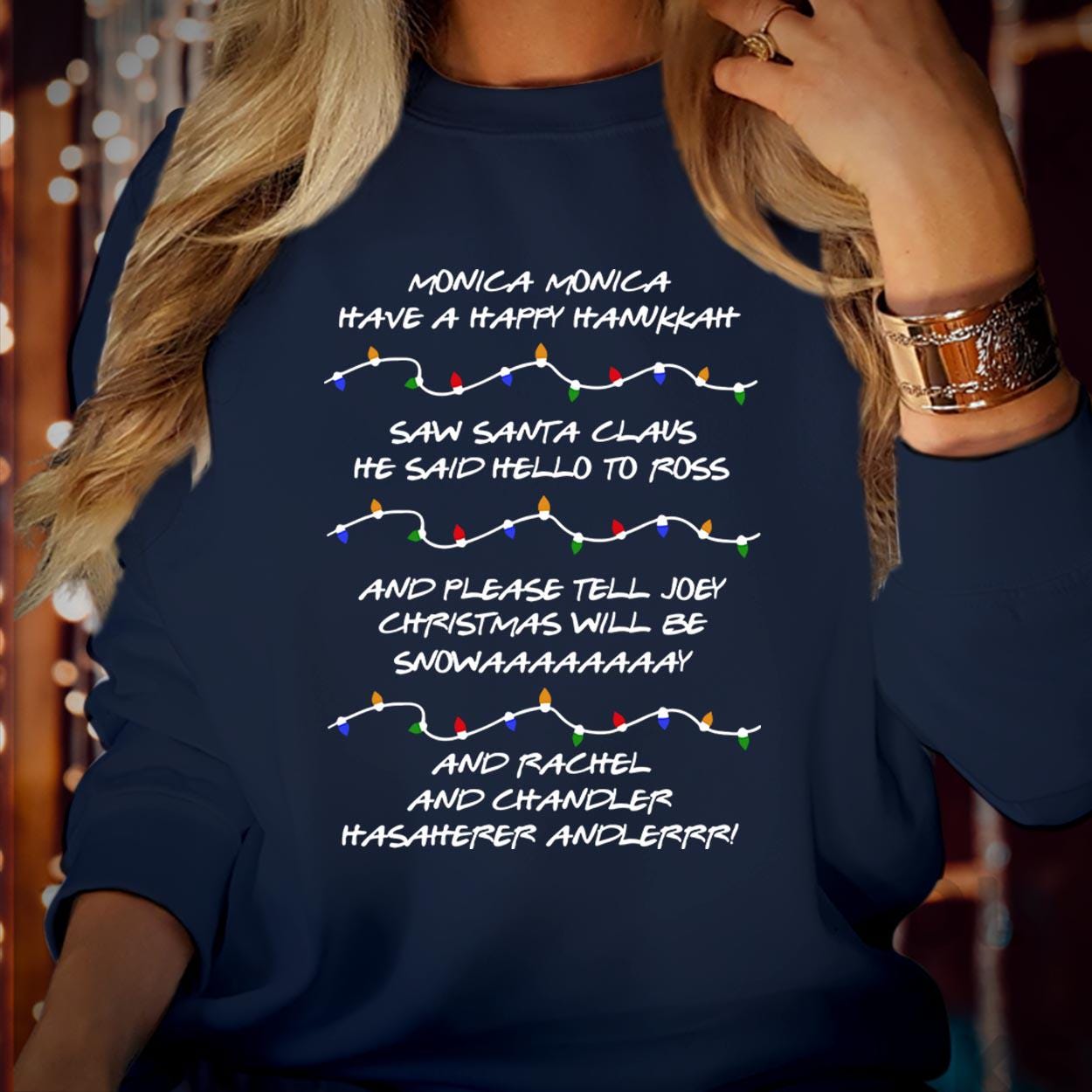 SWEATSHIRT (5378) Monica Have A Happy Hanukkah Christmas Sweater Retro Christmas Phoebe's Song Funny Friends Festive Season Xmas Gift Jumper