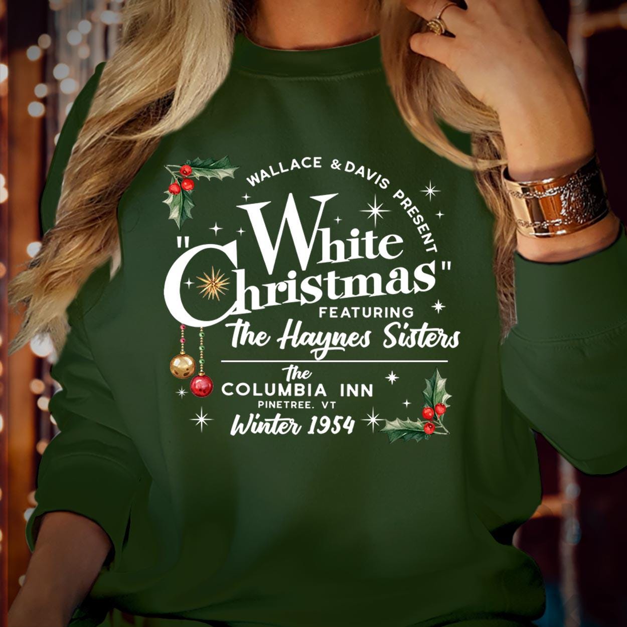 SWEATSHIRT (5381) Merry White Christmas Wallace and Davis Sisters Crewneck, Christmas Movie Family Holiday Season Xmas Gift Jumper