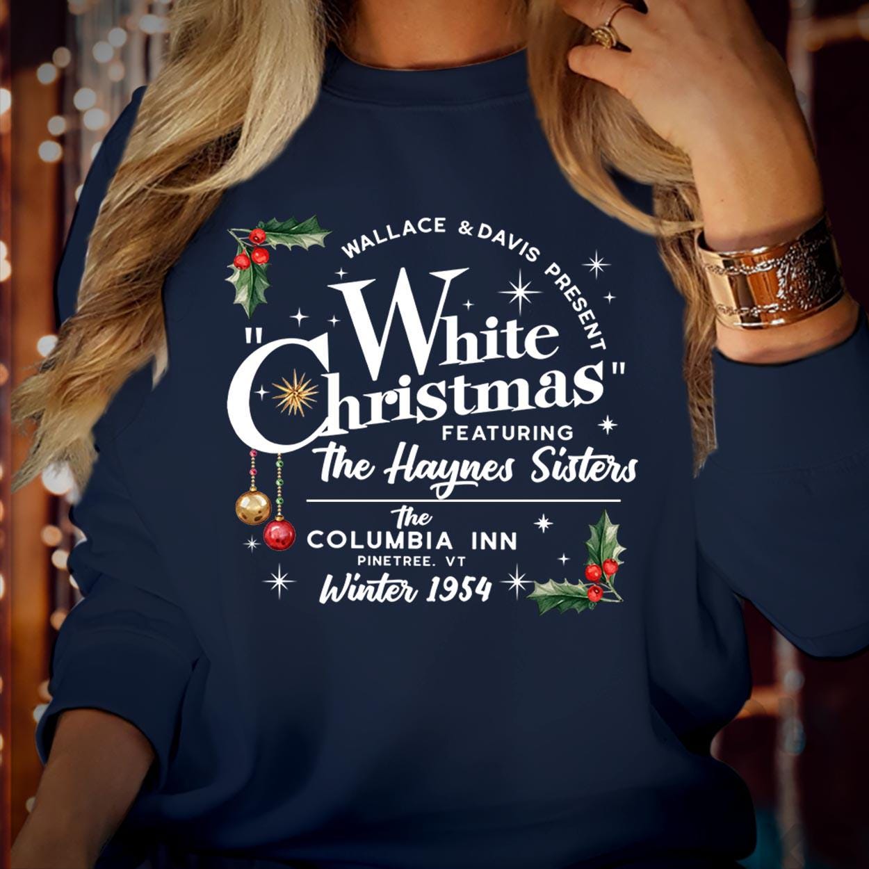 SWEATSHIRT (5381) Merry White Christmas Wallace and Davis Sisters Crewneck, Christmas Movie Family Holiday Season Xmas Gift Jumper