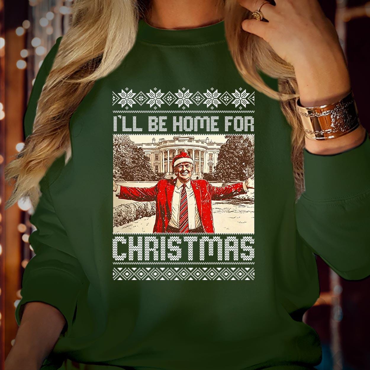 SWEATSHIRT (DTC-9 ) Merry Christmas Donald Trump Christmas 2024  Sweater Maga I Will be Home for Christmas Festive Vibes Funny Jumper