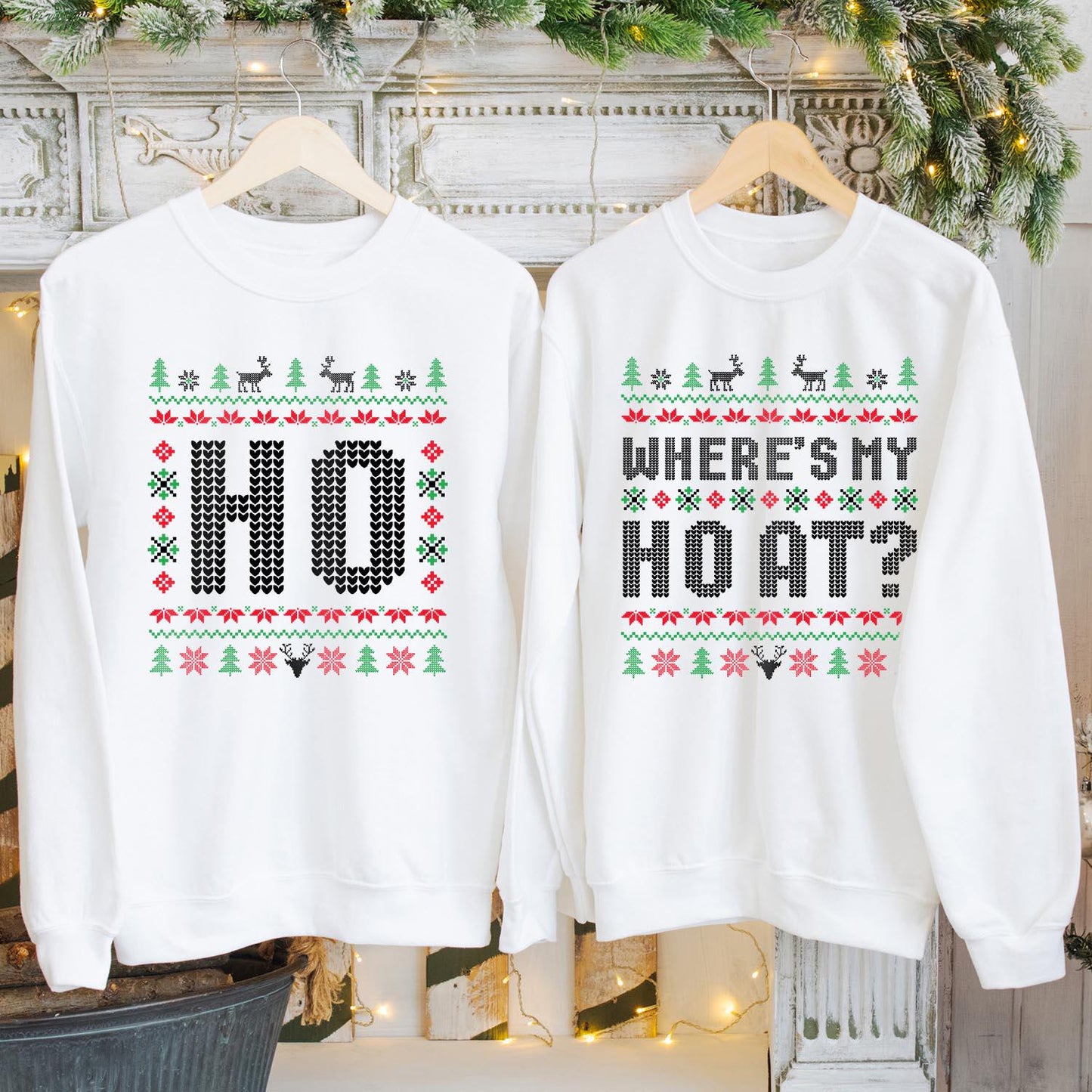 SWEATSHIRT (5114) Where is My HO at Funny Christmas Matching Couples Sweaters Women's Ladies Holiday Gift for Her Him Merry Xmas Gift Jumper